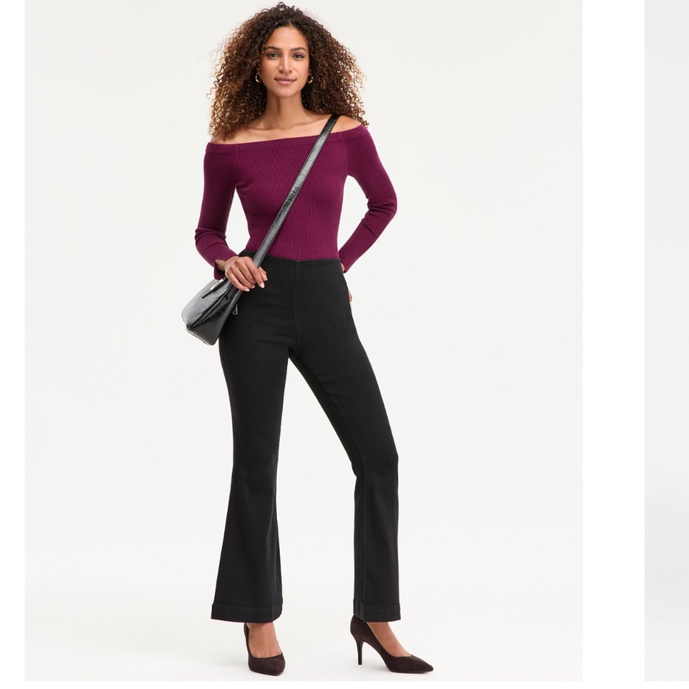 Pull On Black Flared Pants 8 petite